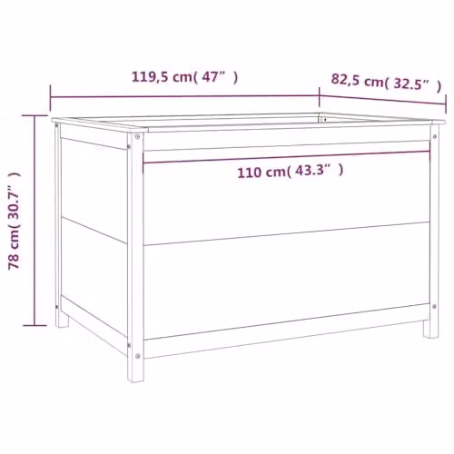 vidaXL Grey Solid Pine Wood Raised Garden Bed W/D/H: 119.5 x 82.5 x 78 cm – 4