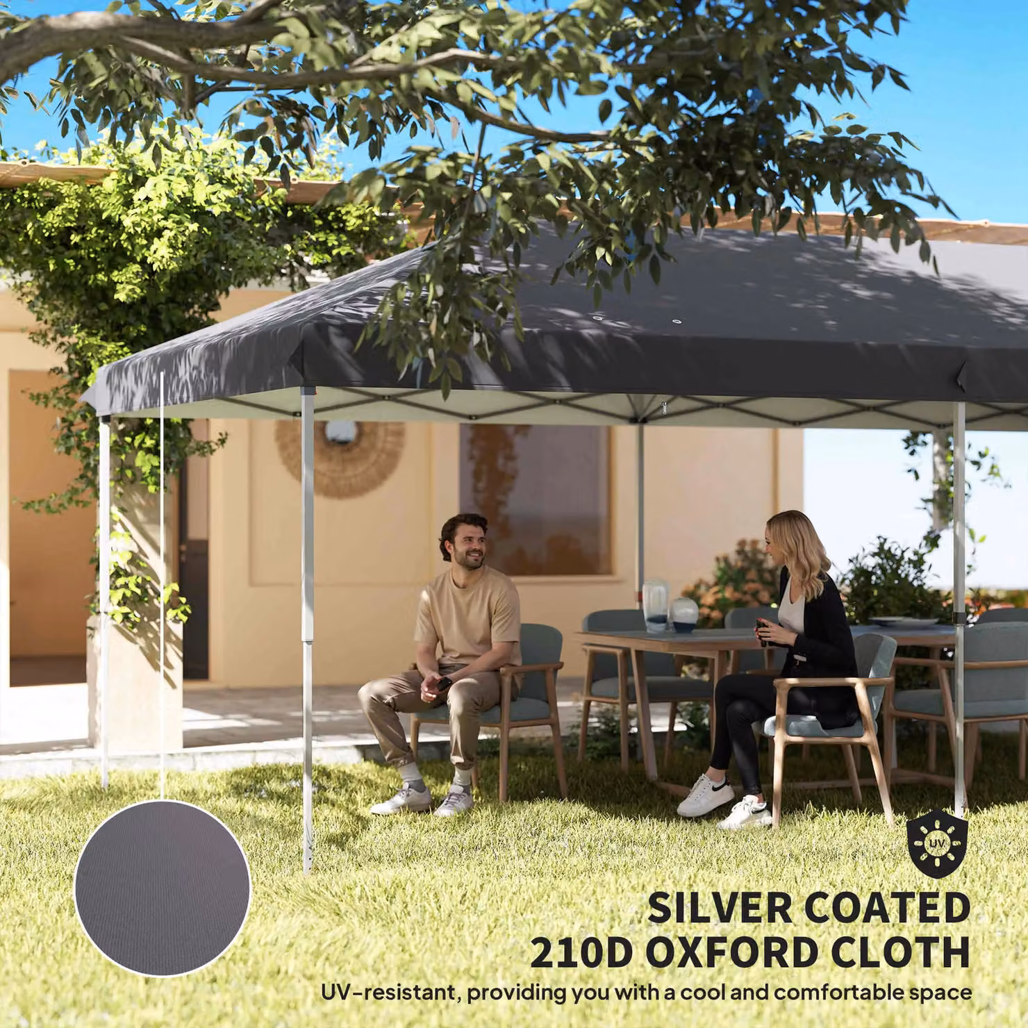 OUTSUNNY Grey Pop Up Gazebo with Sides and Windows, W: 300 cm, D: 295 cm, H: 270 cm – 5