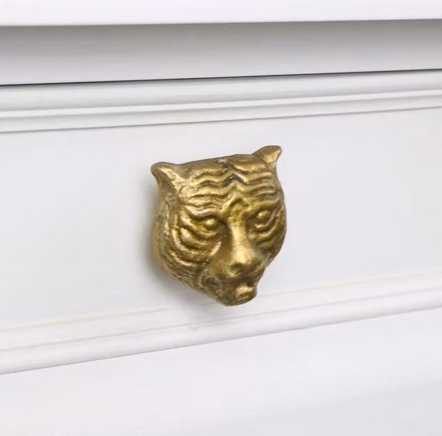 Melody Maison Polished Brass Tiger Head Drawer Knob in Gold
