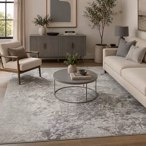 Serdim Rugs Grey Abstract Modern Area Rug, W: 200 cm, L: 290 cm – 1