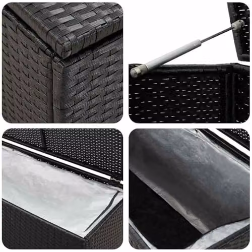 vidaXL Modern Poly Rattan Garden Box in Black, W/D/H: 180 x 90 x 75 cm – 4