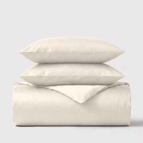 Bedable 100% Cotton Sateen Duvet Cover and Pillowcase Set, Beige, 200 x 200 cm – 1