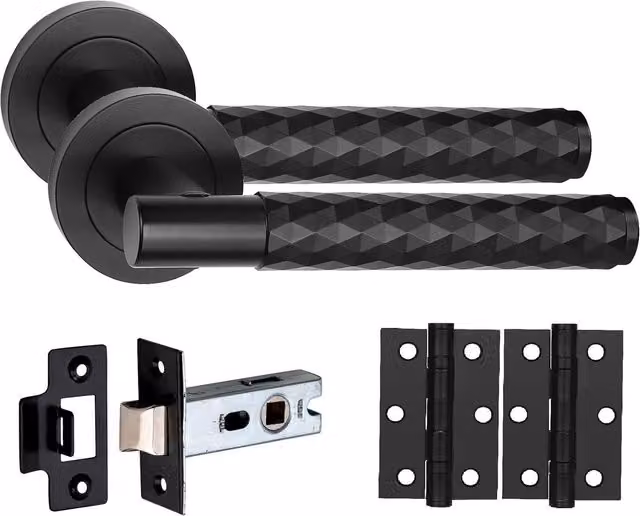 Golden Grace Matt Black T-Bar Door Handle Set