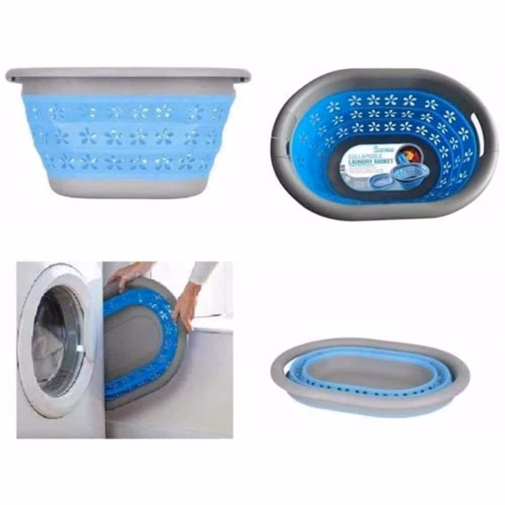 EONLION Collapsible Laundry Basket and Washing Clothes Bin in Blue, Height: 100 cm – 2