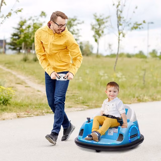 AIYAPLAY 12V Kids Bumper Car with Remote Control, 360 Degree Rotation, Blue