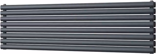 Omeara Axis Anthracite Double Panel Horizontal Radiator W: 160 cm, H: 46.4 cm, D: 46.4 cm