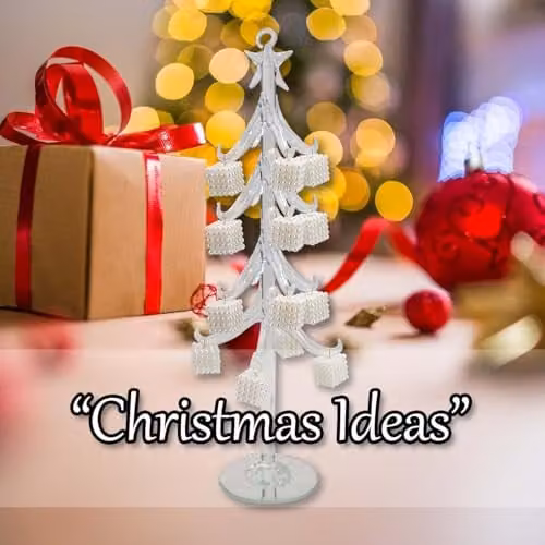 VFM e-Store White Glass Christmas Tree Tabletop Decoration, H: 36 cm, W: 12 cm – 4
