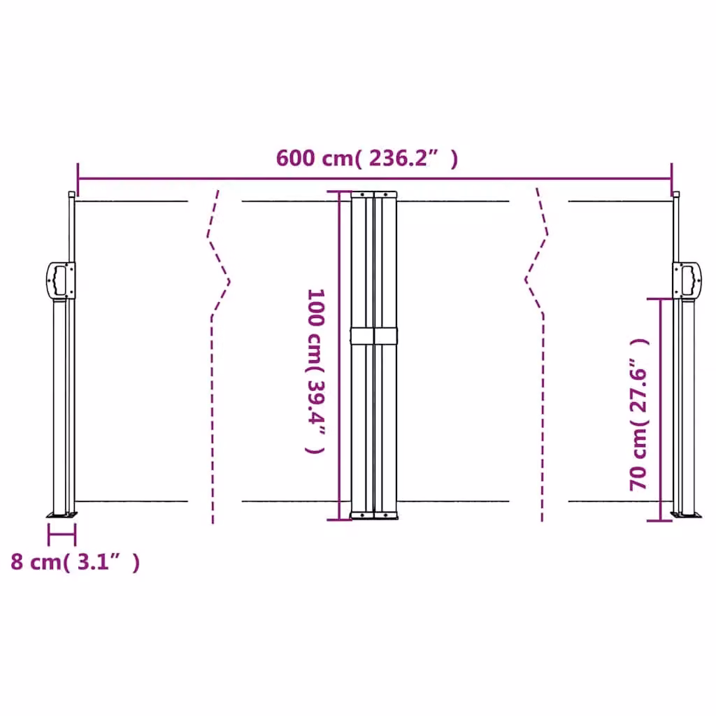 Berkfield Home Retractable Side Awning in Anthracite, W/H: 600 x 100 cm – 5