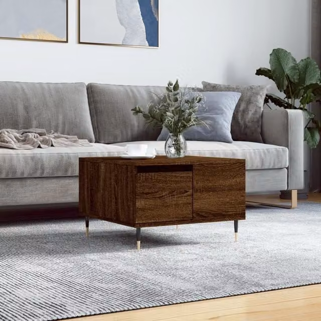 Berkfield Home Brown Oak Coffee Table, W/D/H: 55 x 55 x 36.5 cm – 1