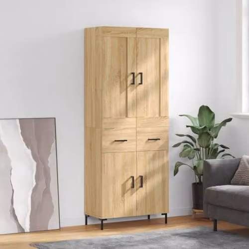 vidaXL Industrial Highboard in Sonoma Oak with Hinged Doors and Internal Shelves, W/D/H: 69.5 x 34 x 180 cm – 2