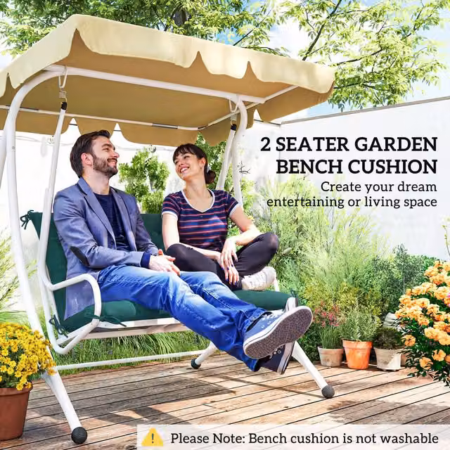 Outsunny Green Rectangular Bench Pad and Chair Cushion with Back and Ties