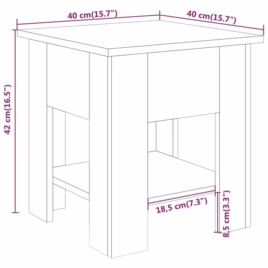Berkfield Home Modern Square Coffee Table in Concrete Grey, W/D/H: 40 x 40 x 42 cm – 3