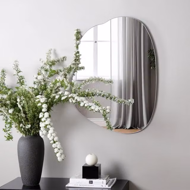 Nemi Frameless Pond Wall Mirror by Home Garden Direct, Clear, W: 80 cm, H: 60 cm