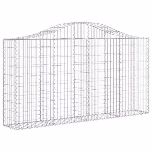 vidaXL Set of 8 Arched Gabion Baskets in Silver Galvanised Steel, W/D/H: 200 x 30 x 100/120 cm – 1