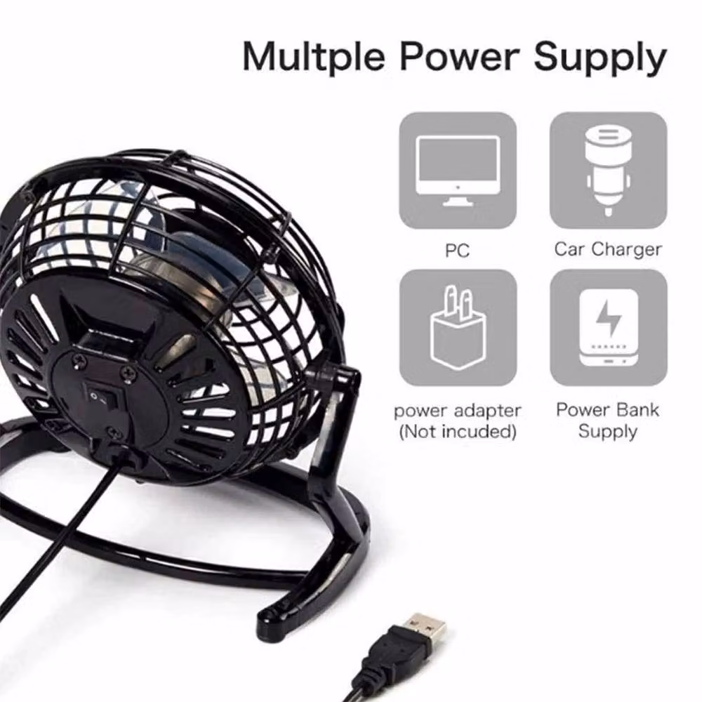 PAWNORA Portable USB Desk Fan, 2-Piece Set in Black – 3