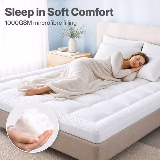 EONLION King Thick Microfibre Mattress in White, W/D/H: 140 x 200 cm