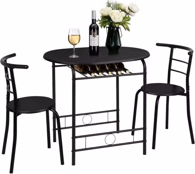KORVIXA Black Modern Square Dining Table with Storage Shelf, W/D/H: 100 x 100 x 75.94 cm – 1