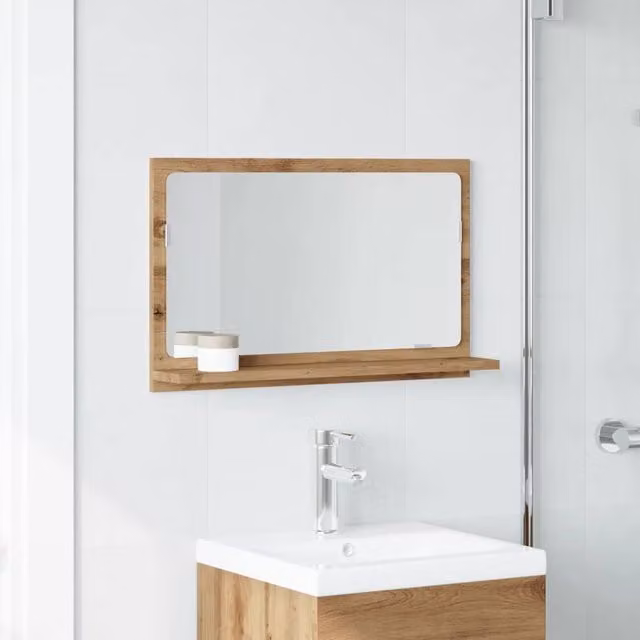 Berkfield Home Artisan Oak Bathroom Mirror Cabinet in Brown, W/D/H: 60 x 11 x 37 cm