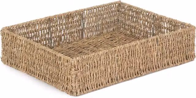 Red Hamper Rectangular Seagrass Tray in Brown