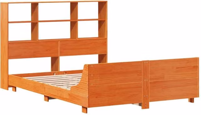 Berkfield Home Wax Brown Solid Pine Full Bed Frame, W/D/H: 160 x 200 x 110 cm – 1