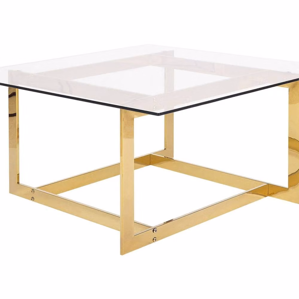 Wyld and Coco Gold Metal Frame Glass Coffee Table W/D/H: 80 x 80 x 40 cm – 2