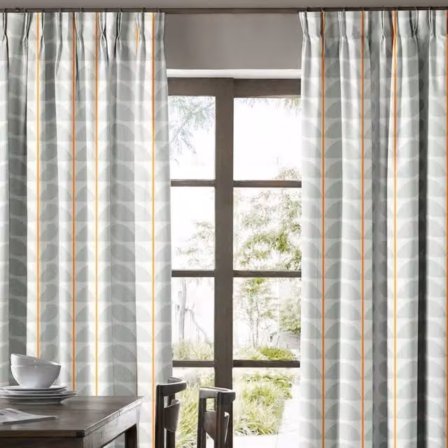 Orla Kiely Two Colour Stem Made to Measure Blackout Cotton Curtain in Warm Grey
