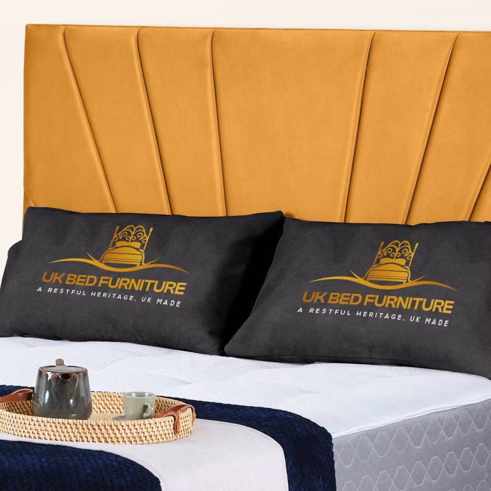 UK Bed Furniture Sunrise Slatted Base Upholstered Velvet Bed in Yellow, Size: Single (90 x 200 cm) – 2