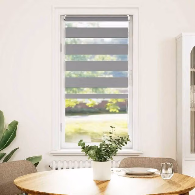Berkfield Home Zebra Blind, Grey and White, W: 60 cm, H: 120 cm