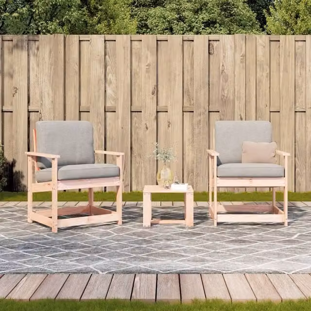 Berkfield Home Beautiful 3 Piece Garden Lounge Set in Brown Solid Wood with Cushions – 1