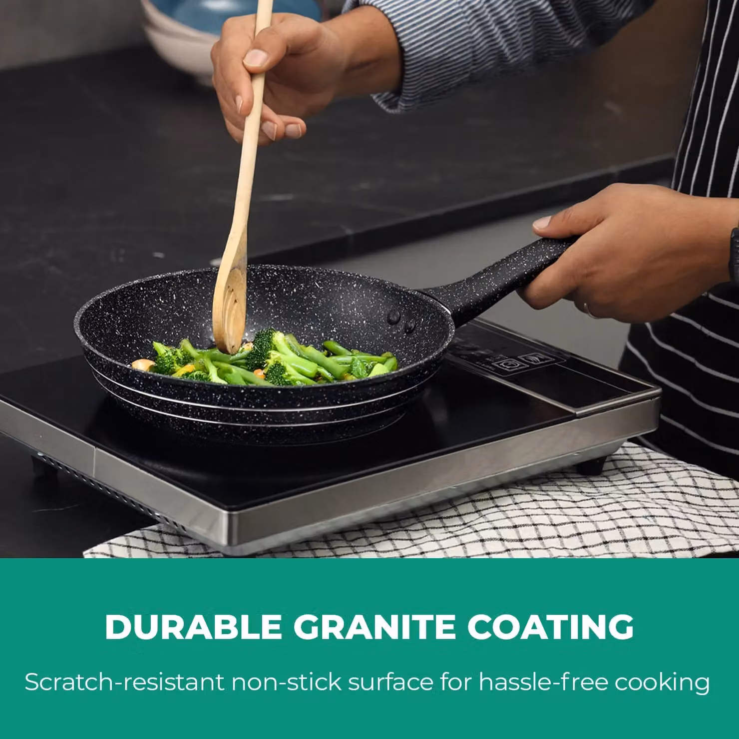 Royalford Non-Stick Frying Pan with Durable Granite Coating in Black – 3