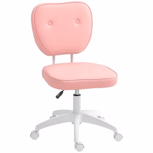 Vinsetto Pink PU Leather Armless Swivel Task Chair for Home Office – 1