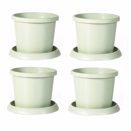 Garden Gear Green Plastic Flowerpot with Saucer and Drainage Holes, Diameter: 42 cm