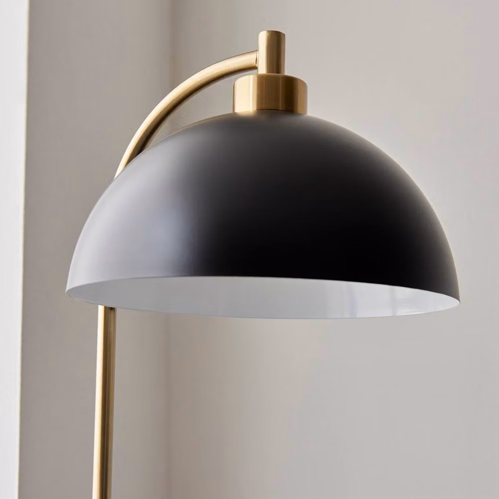 Netlighting Buchanan Floor Lamp in Matt Black and Antique Brass with Grey Marble Base, E27 – 3