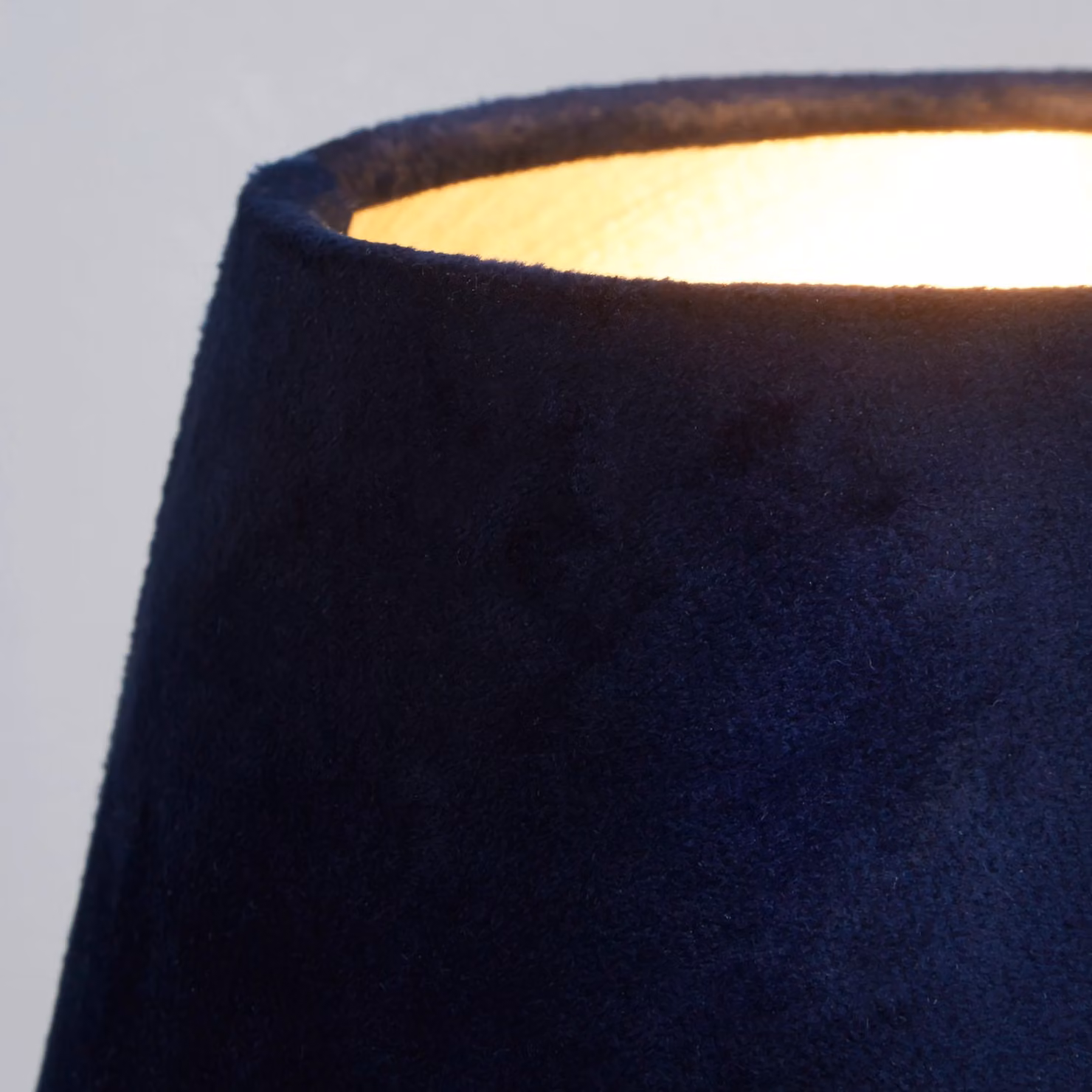 Lighting Collection Velvet Drum Lamp Shade in Blue and Gold/Brass, Diameter: 20 cm – 3