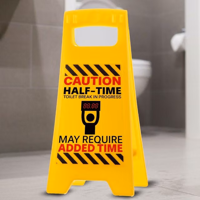 Boxer Gifts Novelty Halftime Toilet Break Warning Sign in Yellow