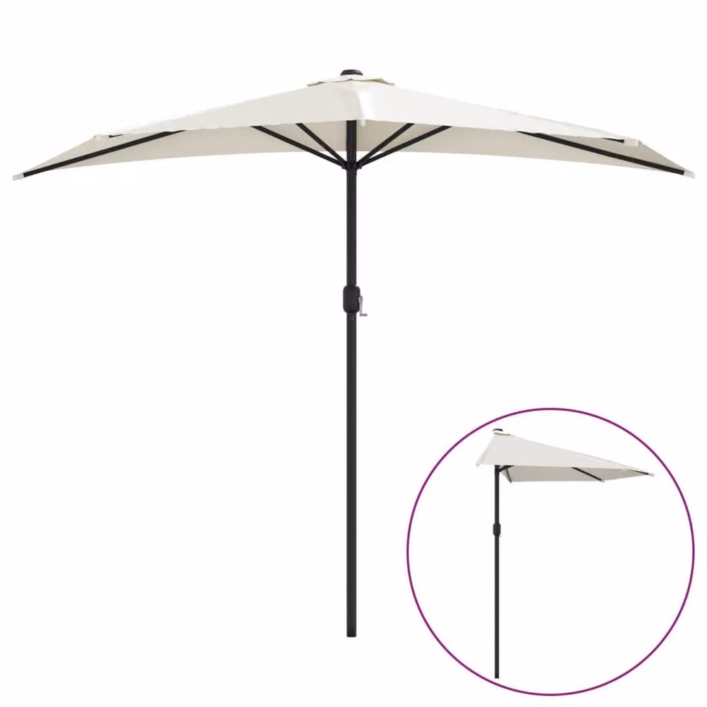 Berkfield Home Balcony Parasol with Aluminium Pole in Sand and Beige, W: 270 cm, D: 144 cm – 2