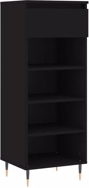 Berkfield Home Modern Black Shoe Cabinet with Internal Shelves and Drawers, W/D/H: 40 x 36 x 105 cm – 1