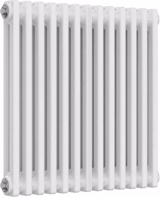 Bathroom Kingdom Colona White Double Column Horizontal Traditional Steel Wall Hung Radiator W: 600 mm, H: 605 mm