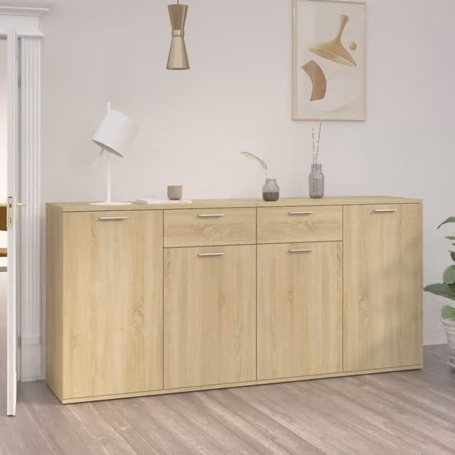 Berkfield Home Sonoma Oak Sideboard in Brown, W/D/H: 160 x 36 x 75 cm – 1
