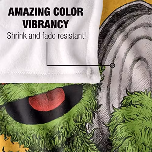 LOGOVISION Sesame Street Oscar Painted Silky Touch Super Soft Fleece Throw Blanket in White, W/D/H: 152 x 127 cm – 3