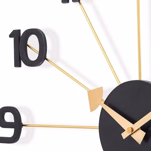 Acctim Astraea Mid Century Modern Quartz Wall Clock in Black and Brass with Metal Spoke Design, Diameter: 50 cm – 3