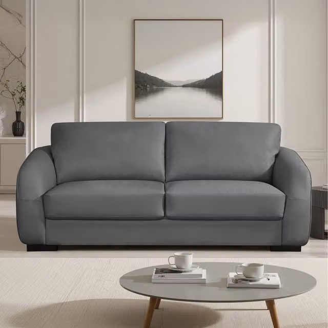 Artemis Home Brandon 3 Seat Bonded Leather Sofa in Grey