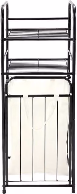 Kelvenix Black Metal Laundry Dirty Clothes Storage Basket Shelf Rack Organizer