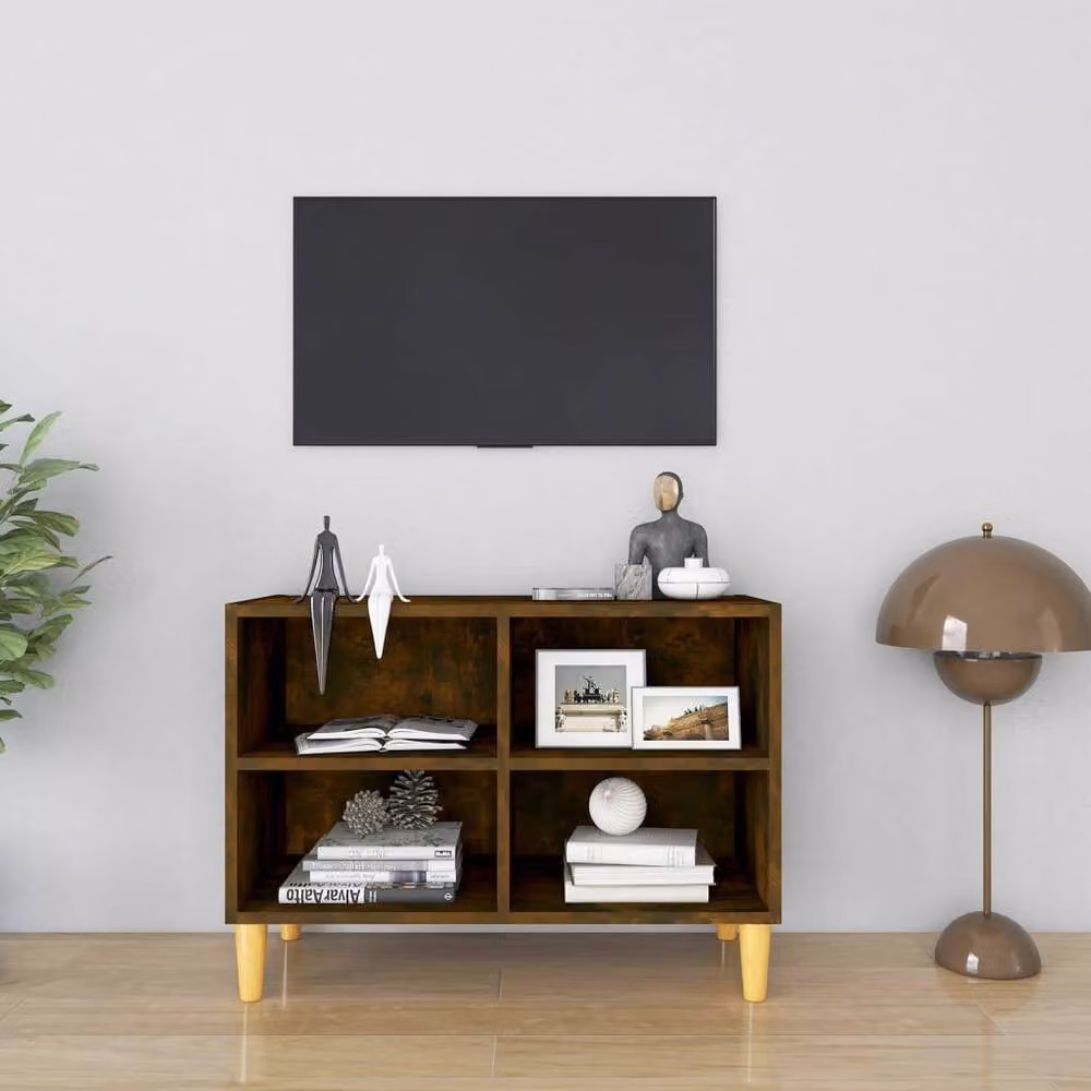 Berkfield Home Mid Century TV Cabinet in Smoked Oak Brown with Solid Wood Legs W/D/H: 69.5 x 30 x 50 cm – 2