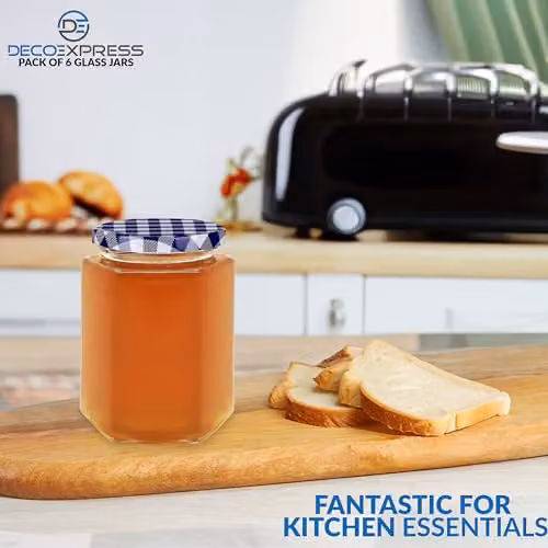 Deco Express Glass Preserving Jars with Airtight Screw Lids, 6 Pack, 250 ml, Orange and Purple – 4