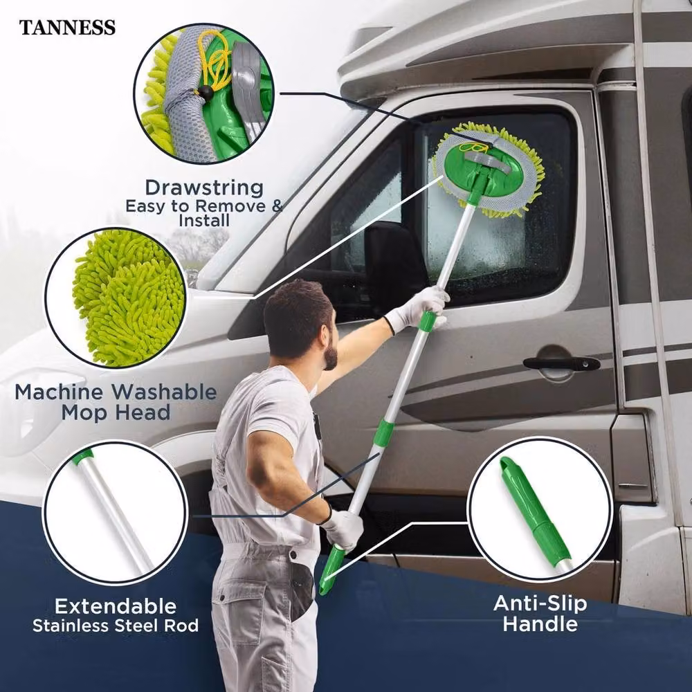 Havendro Caravan Car Wash Mop Kit with Green Scratch Free Microfibre and Telescopic Handle – 4