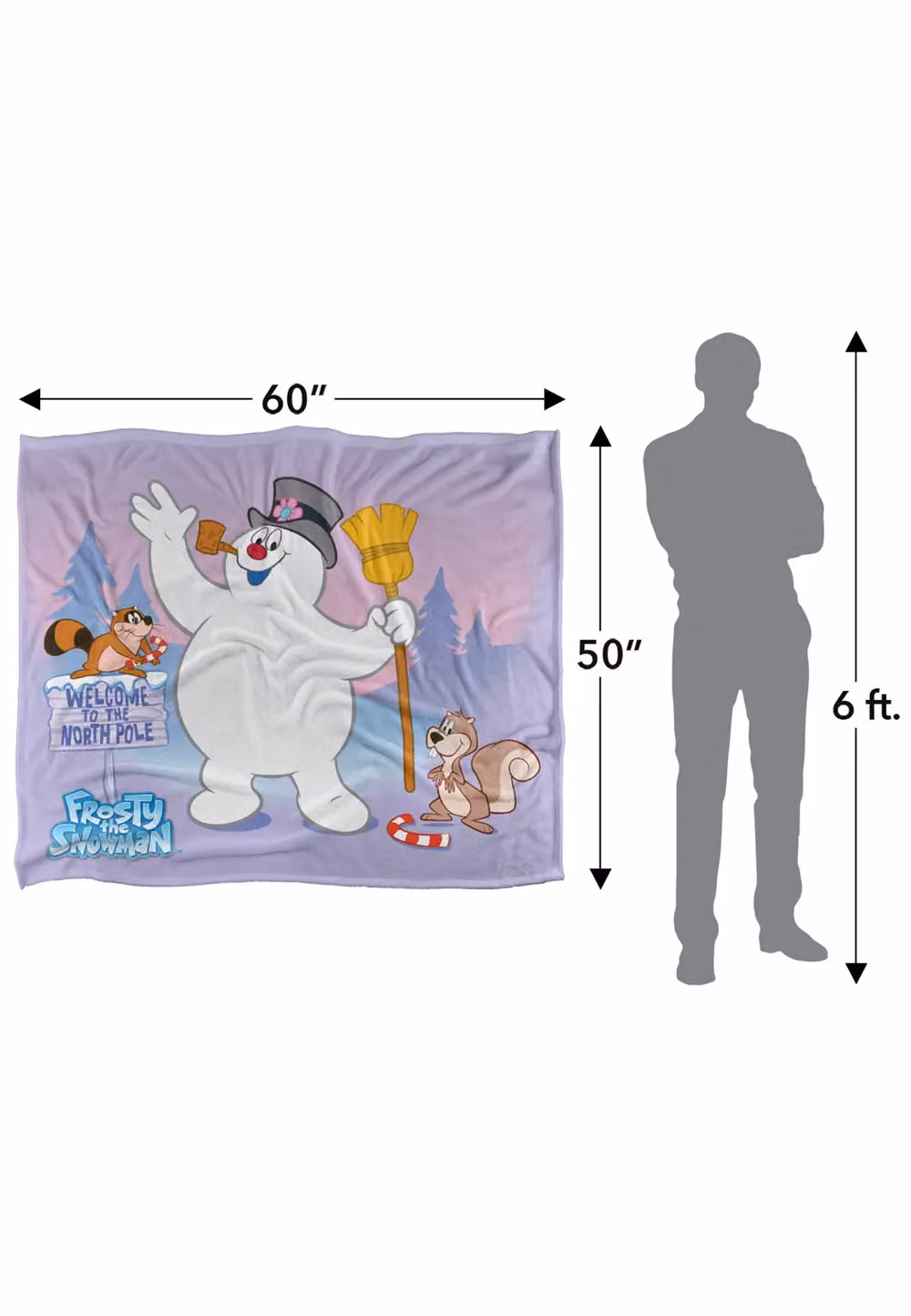 Warner Brothers Frosty The Snowman Silky Touch Super Soft Fluffy Throw Blanket in White, W: 152 cm, D: 127 cm – 2