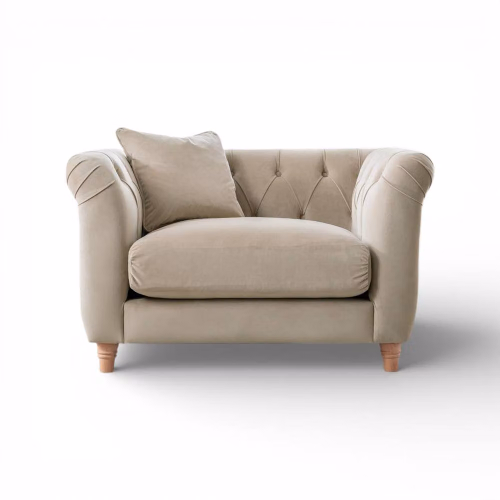 The Great Sofa Company Kensington Chesterfield Armchair in Beige Velvet – 2