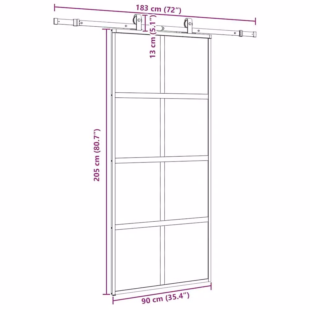 Berkfield Home Modern Sliding Glass Door with Hardware Set, Black, W: 90 cm, H: 205 cm – 4