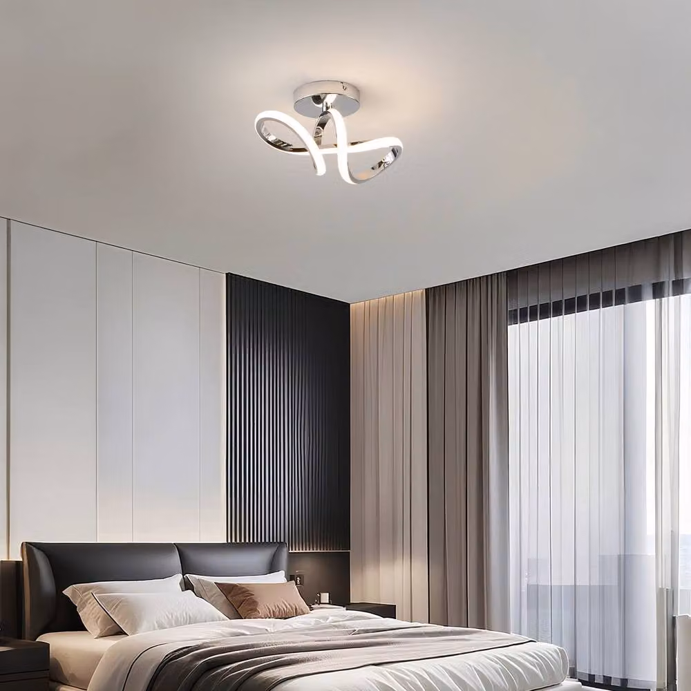 Garwarm Geometric LED Flush Mount Ceiling Light in Silver – 3